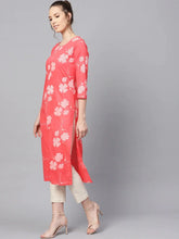 Women Printed Pink Cotton Fabric Kurti